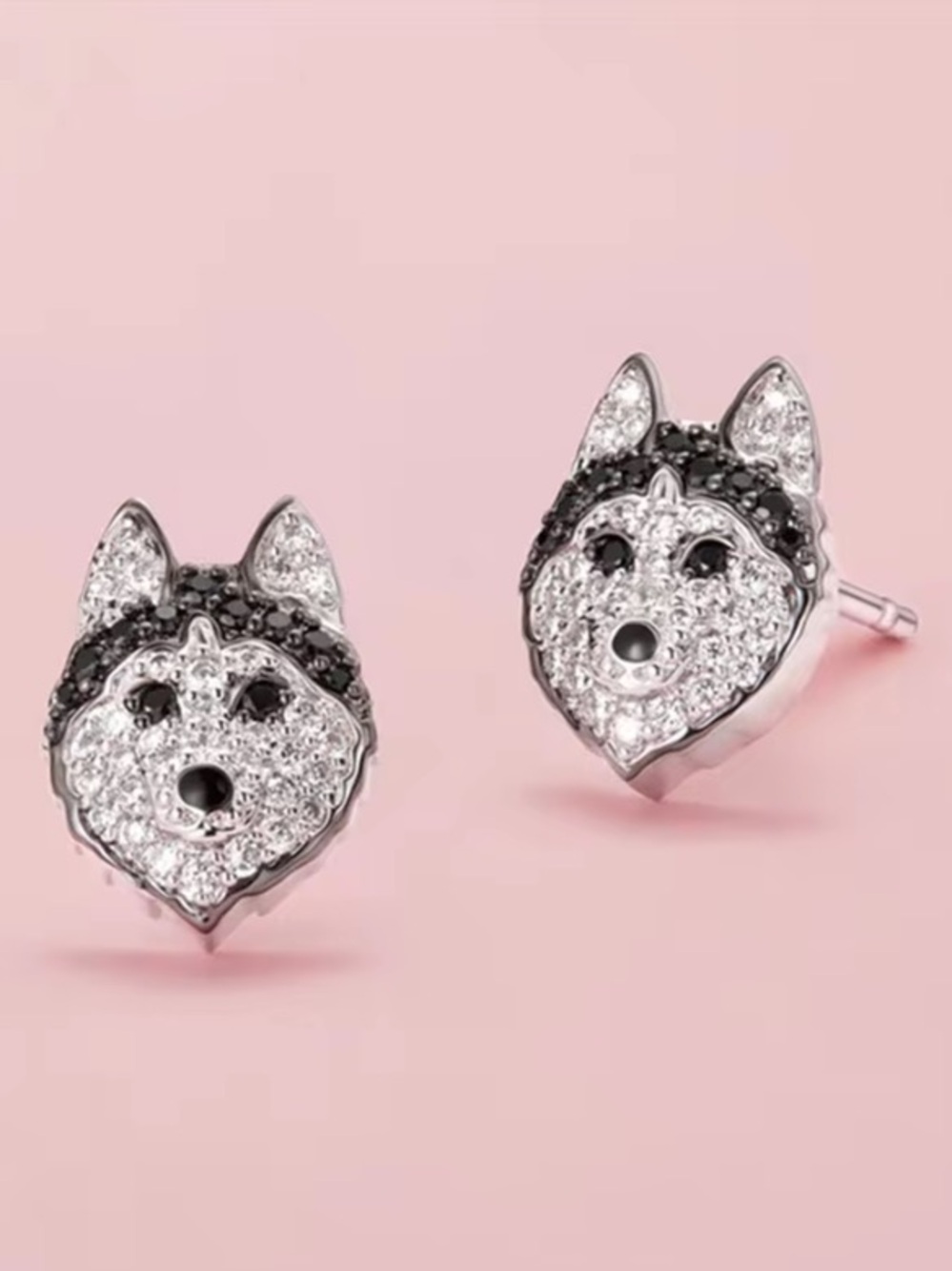 ✨ Sparkle Like a Good Girl! ✨Silver and Black Husky Sterling Silver Plated Studs